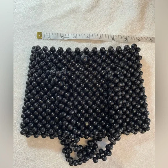 One of a kind black vintage beaded evening bag - Picture 4 of 8